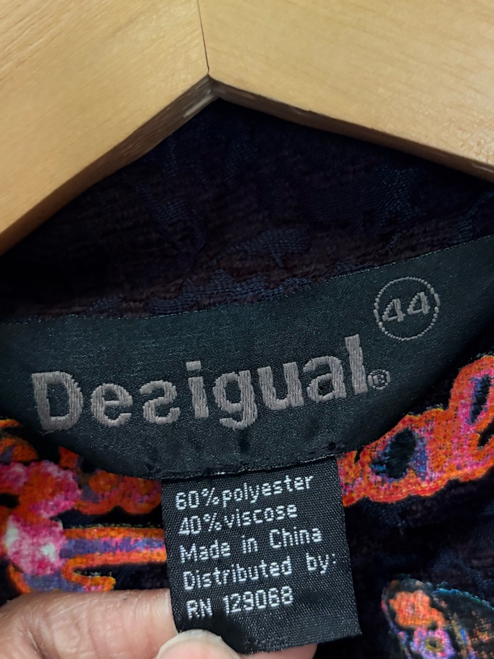 Desigual | "Dream" Long Floral Embroidered Jacquard Coat - Women 44/M, Navy/Blk - Picture 13 of 16